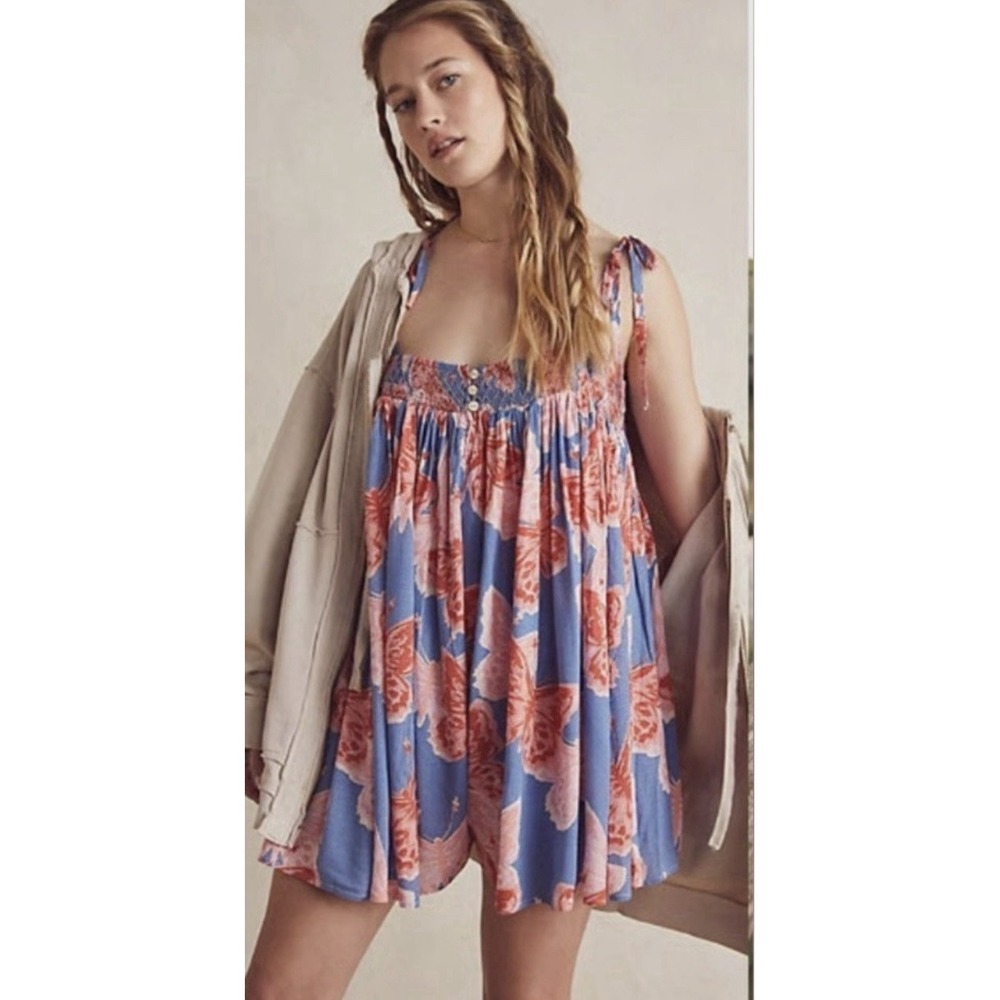 Free People Women's Butterfly Print Rule the World Romper Size M Boho